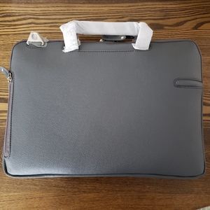Pierre Belvedere Premium Leather Laptop Bag- Gray